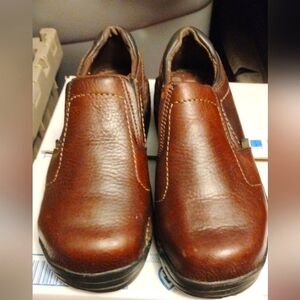 Men's Brown Leather Slip-On Shoes Steel Toe Shoes